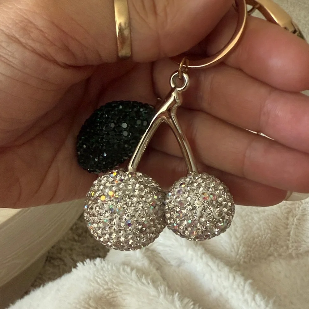 Gold and Silver Cherry Keychain